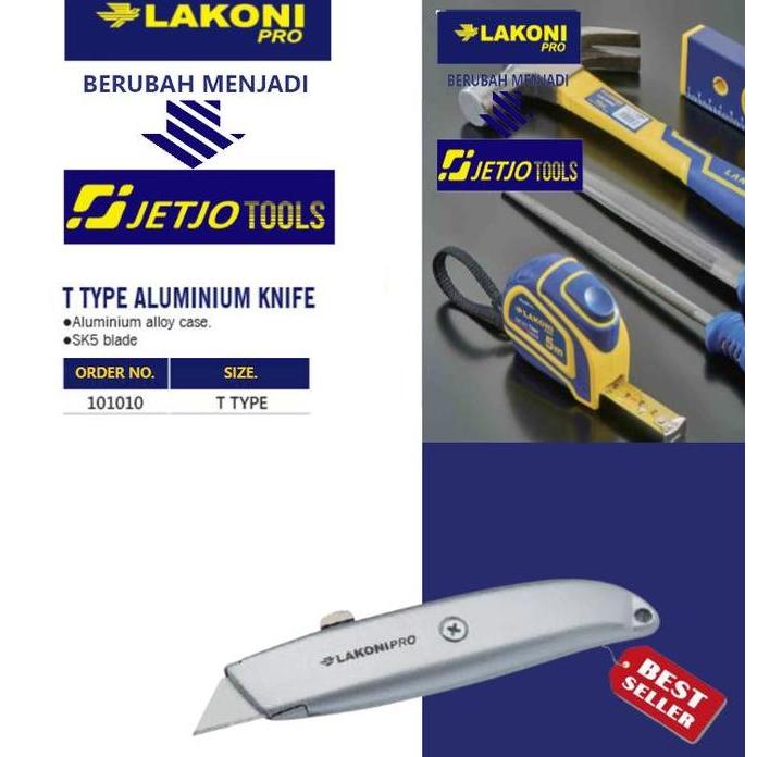 New 101010 Jetjo Tools Pisau Cutter / T Type Aluminium SK5 Blade Knife Lakoni Pro