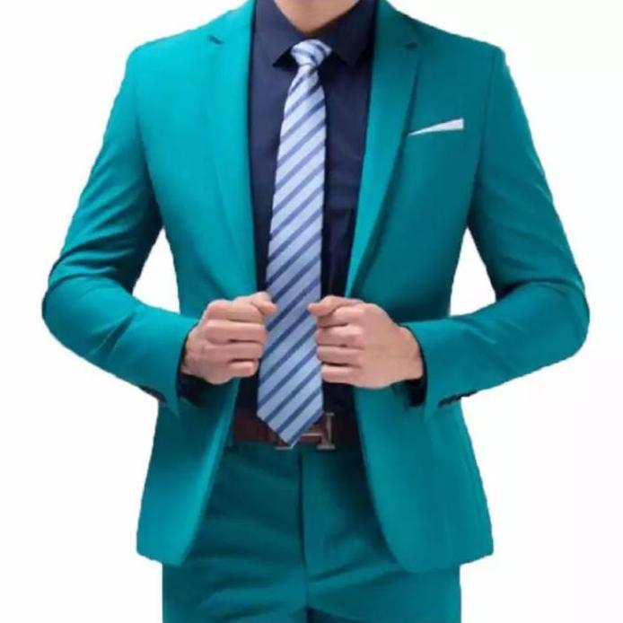 Jas blazer hijau / jas pria toska / blazer hijau botol Formal Panjang Kantor Wisuda Tebal Cowok mura