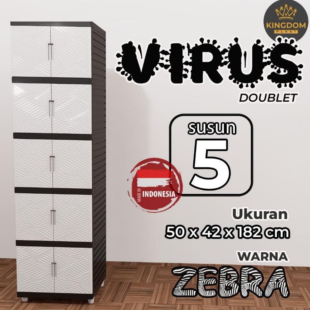 Terbaru [Ready Stock] Kingdom Plast Virus Lemari Plastik Jumbo 5 Susun Lemari Pakaian Minimalis Cabi