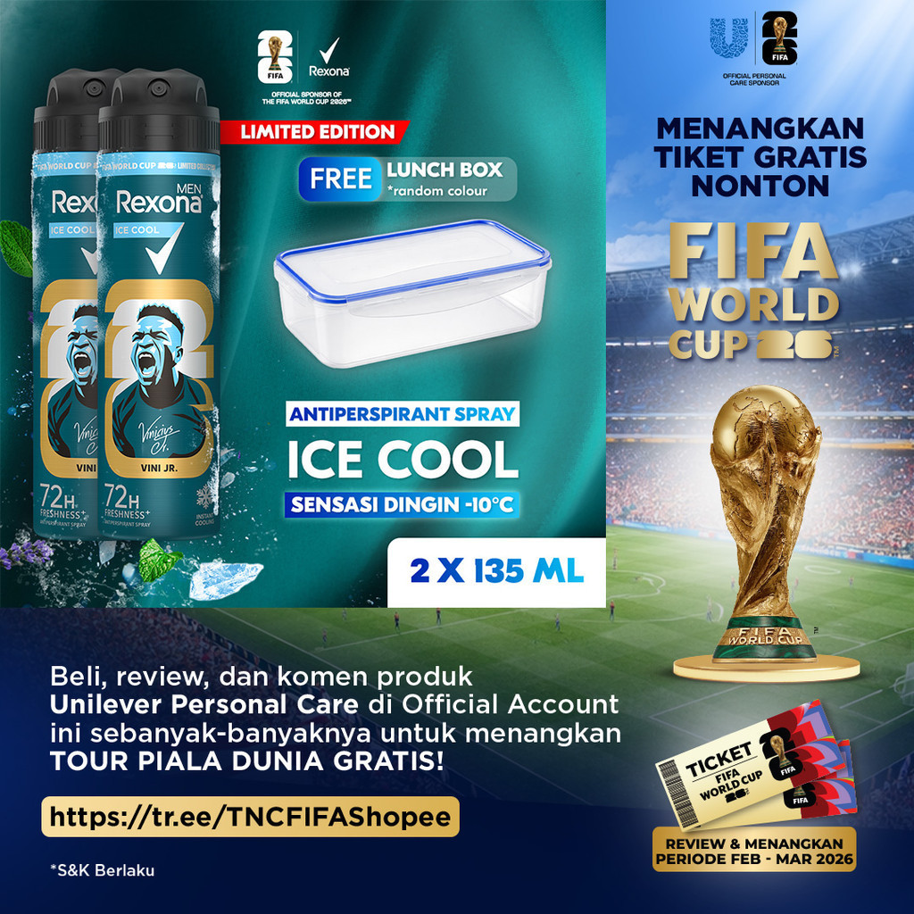 BUY 2 REXONA MEN LIMITED EDITION FIFA ANTIPERSPIRANT AEROSOL DEODORANT SPRAY ICE COOL 135ML FREE LUN