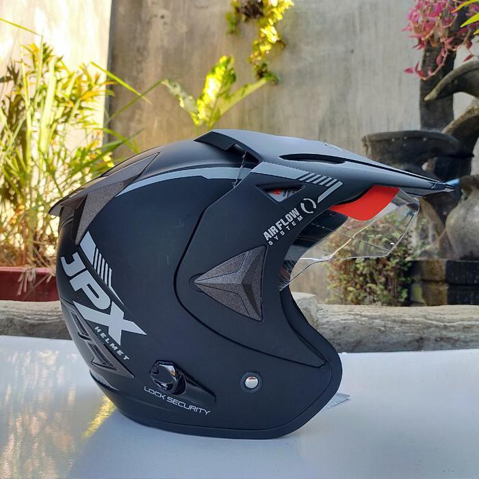 Helm Jpx Supermoto Semicross Black Doff Original Dan Terpercaya