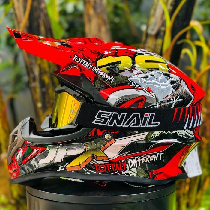 Helm Cross Jpx  X16 Red + Goggle Baru Original Dan Terpercaya