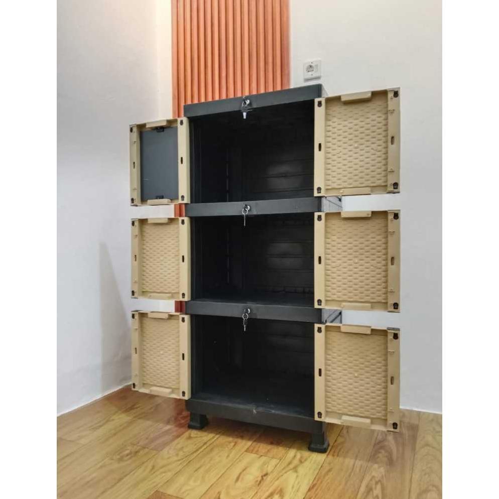 Limited Lemari Pakaian Plastik Mini Susun 3 Tabitha Aquos Gunplas Include Kaca Cermin & Kunci