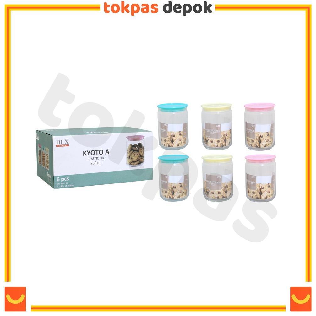 TOPLES LEBARAN SET 6 PCS TOPLES KACA KEDAP UDARA 760 ML KYOTO A DLX GLASS BW 122 30 DX-008-S