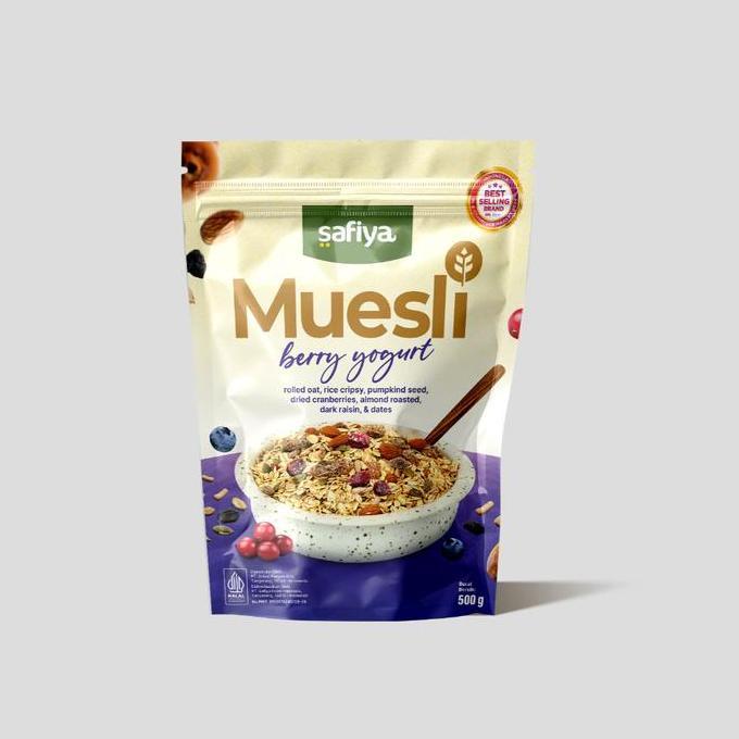 Xfood- Muesli Berry Yogurt Safiya 1Kg | Sereal Oat Muesli Food Oatmeal Halal Dan Bpom