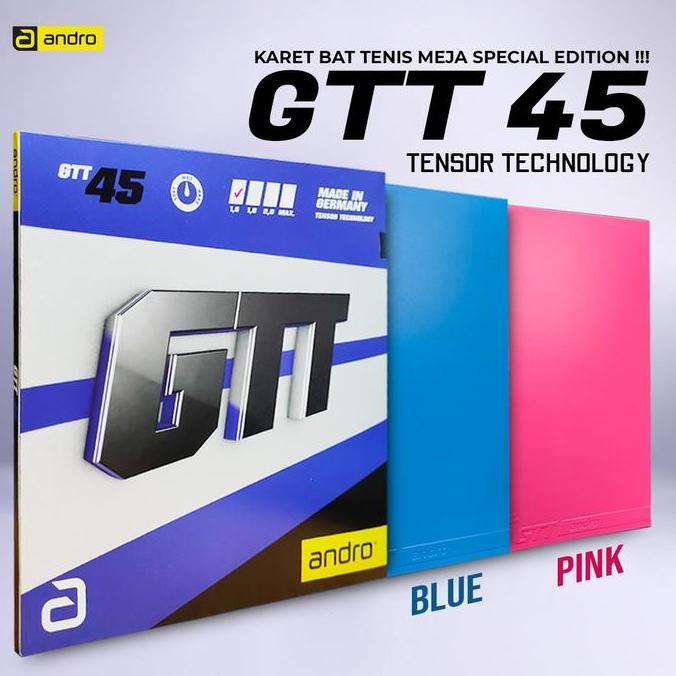 TERBARU - Karet Bat Tenis Meja Pingpong Andro GTT 45 Blue Tensor Technology
