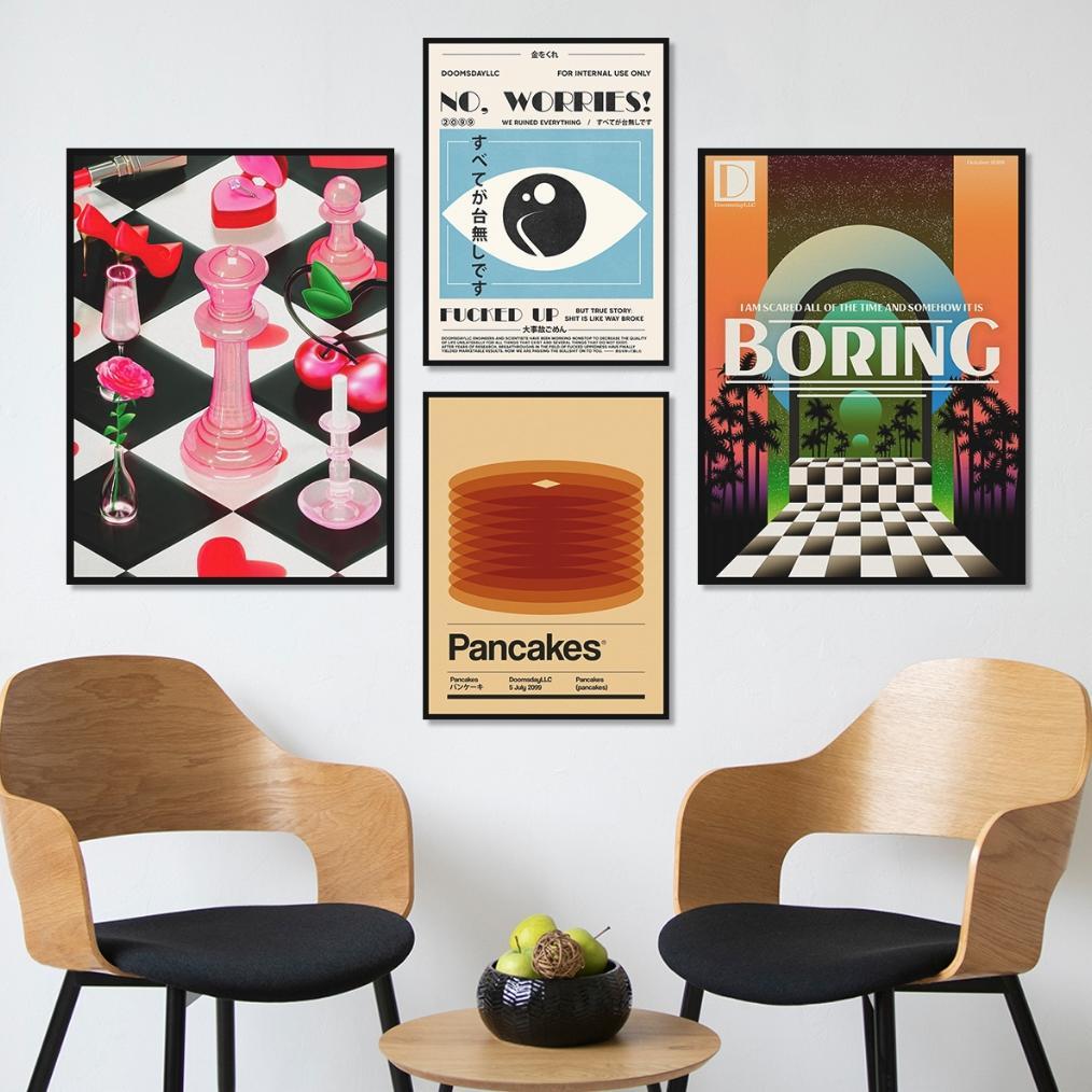 Grosir Hiasan Dinding Poster Aesthetic Stussy 8 Ball Bauhaus Pajangan Dekor Walldecor Modern Vintage