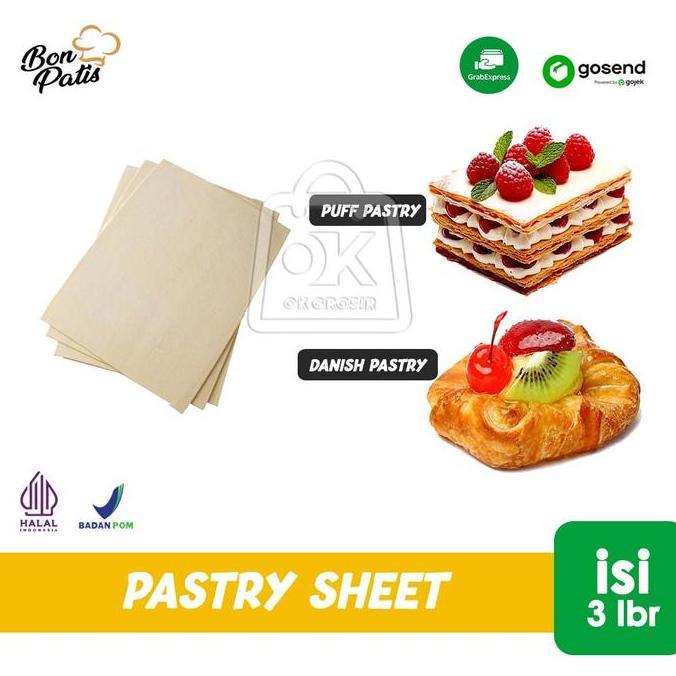 Pastry Sheet Frozen Bonpatis Puff / Danish / Danish Butter Pastry Repack isi 3lbr (KHUSUS INSTANT)