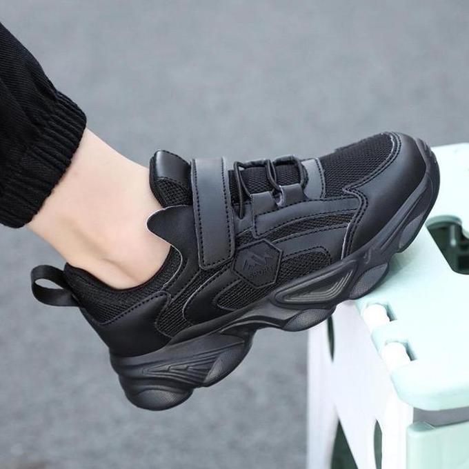 NEW SEPATU SEKOLAH ANAK SD FULL HITAM KEREN FASHION ORI