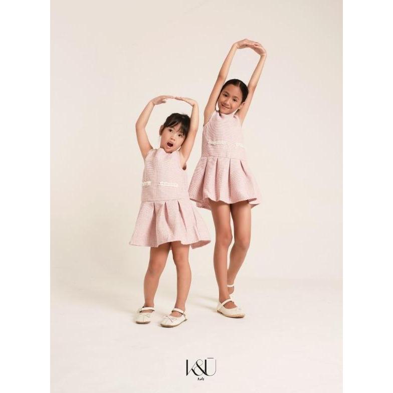 BONUS - KUKAI Kids | Vitoria Tweed Dress - Dress Tweed Anak Perempuan - Dress Ruffle Anak Perempuan