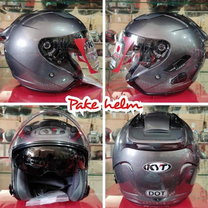 HELM KYT GALAXY FLAT R GUN METAL ABU TUA KYT HALF FACE DOUBLE VISOR