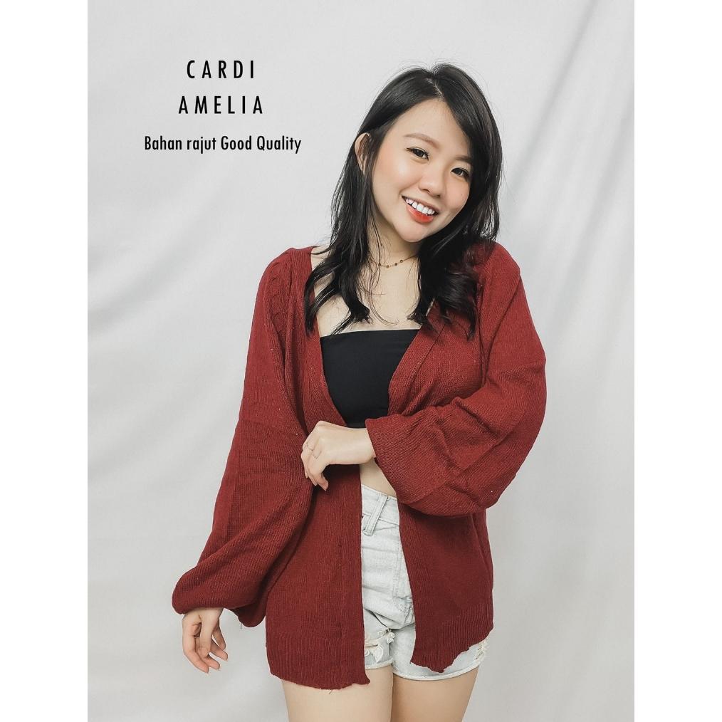 DISKON HOPYLOVY Cardigan Outer Rajut Amelia / Outer bahan Rajut Tebal Lengan Panjang Amelia KEKINIAN