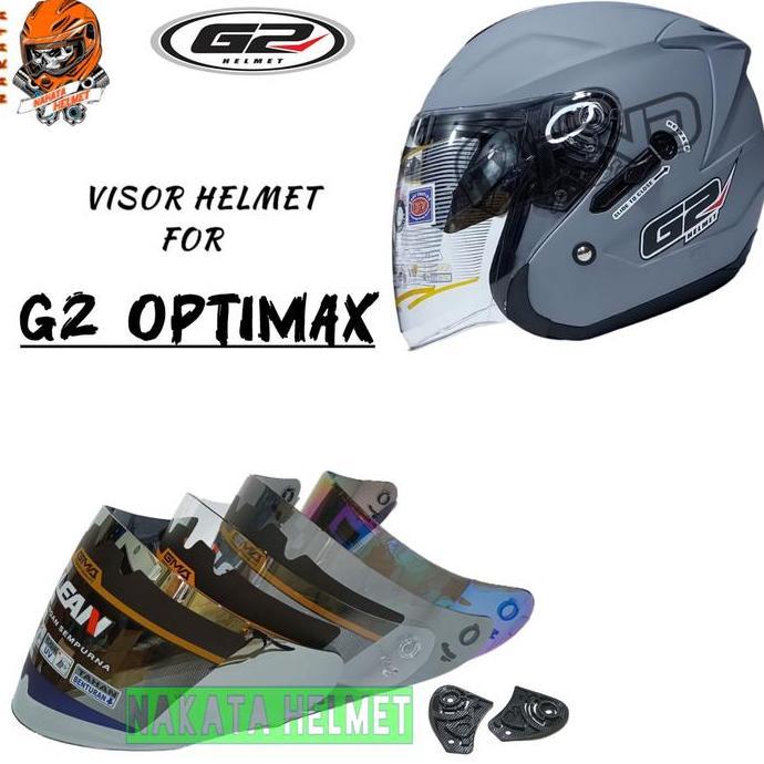 Kaca helm G2 OPTIMAX flat visor helmet g2 optimax hitam red gold blue bening