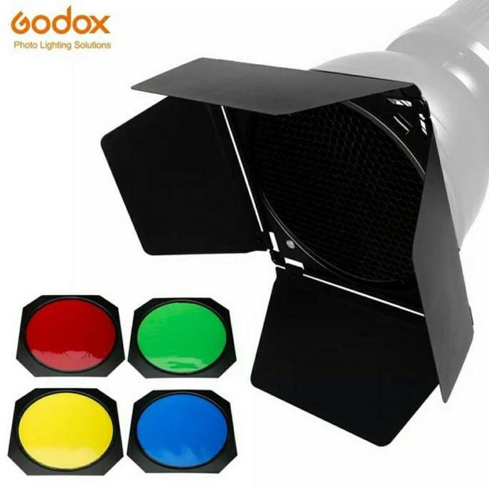 Promo Godox Bd-04 Barndoor Honeycomb Grid 4 Color Filter Sl60W Sl60 Sk400