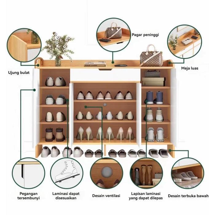 Lemari Sepatu / Rak Sepatu Kayu / Lemari Sepatu  Dengan Pintu / Lemari Rak Sepatu / Rak Sepatu Minim