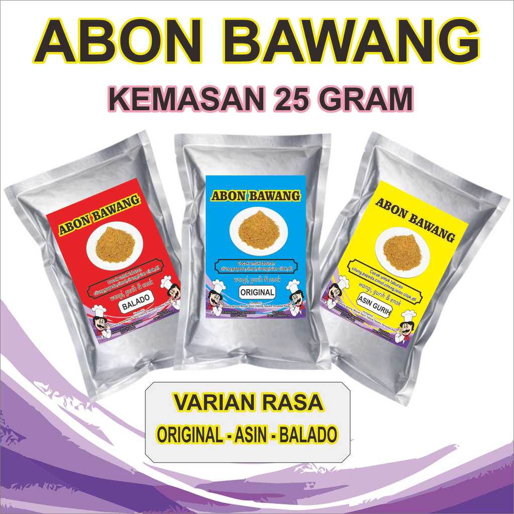 Bumbu Abon Bawang Premium Kemasan Ecer 25 Gram Varian Rasa Original Asin Dan Balado Panir Cilung Pap