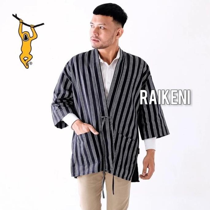 RAIKENI Kimono Lurik | Kimono Outer Batik | Kimono Unisex | Outer Pria | Cardigan Pria | Kimono Pria
