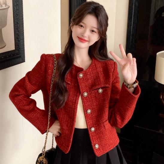 Value Pack Miss Emita Baju Outer Merah Crop Top Lengan Panjang Blazer Wanita Premium Long Outer Brok