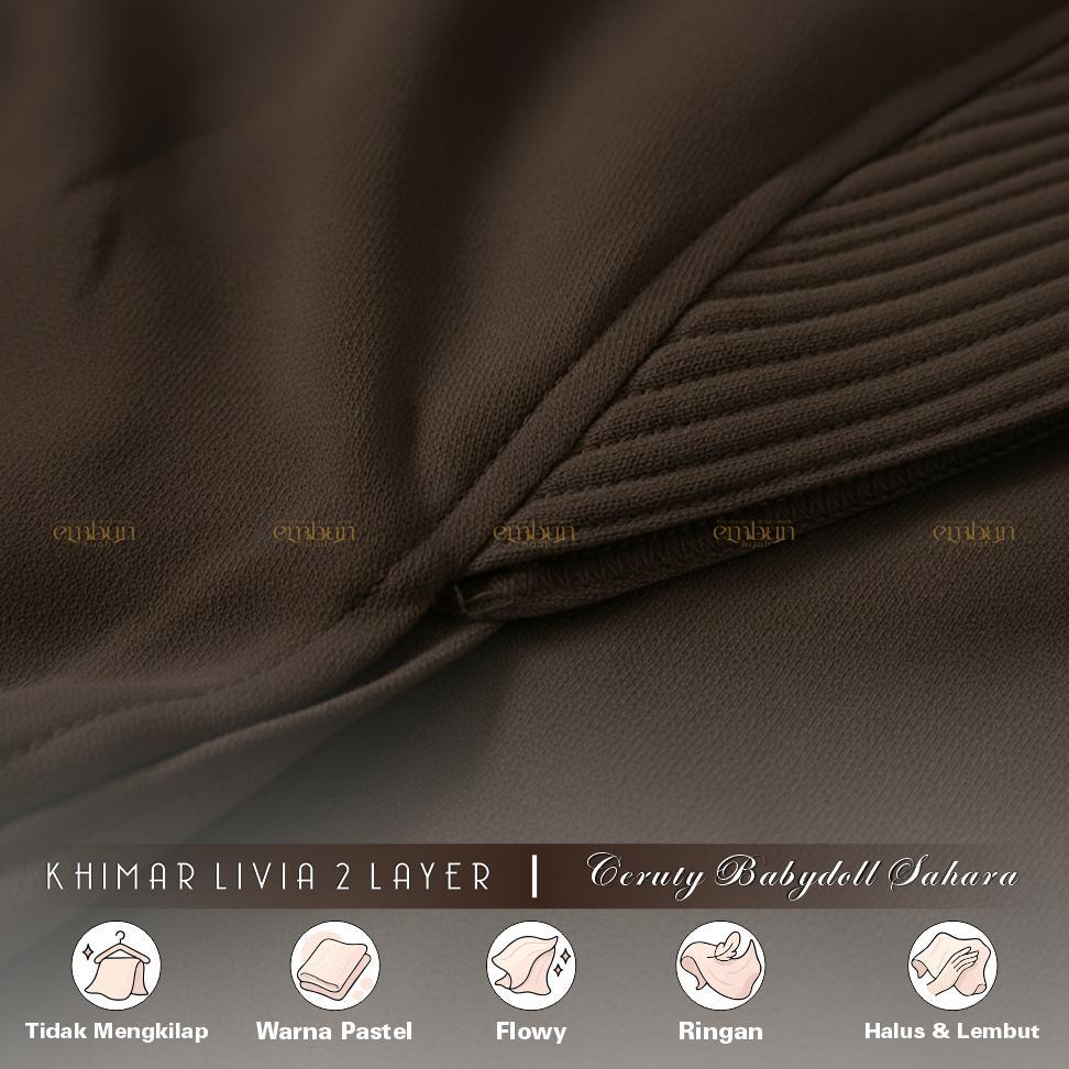 FAVORIT HIJAB KHIMAR INSTANT SYAR'I DUA LAYER PAD BUSA MAT CERUTI BABYDOLL | KERUDUNG WARNA MAHOGANY