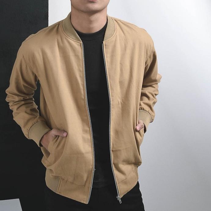 ORIGINAL Jaket Bomber Pria Varsity Jacket Resleting Dari Bahan Canvas Untuk Berbagai kegiatan Size M