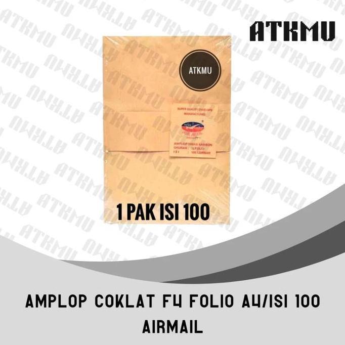 Amplop Coklat F4 Folio A4 Merk Airmail / Amplop Cokelat Salur isi 100