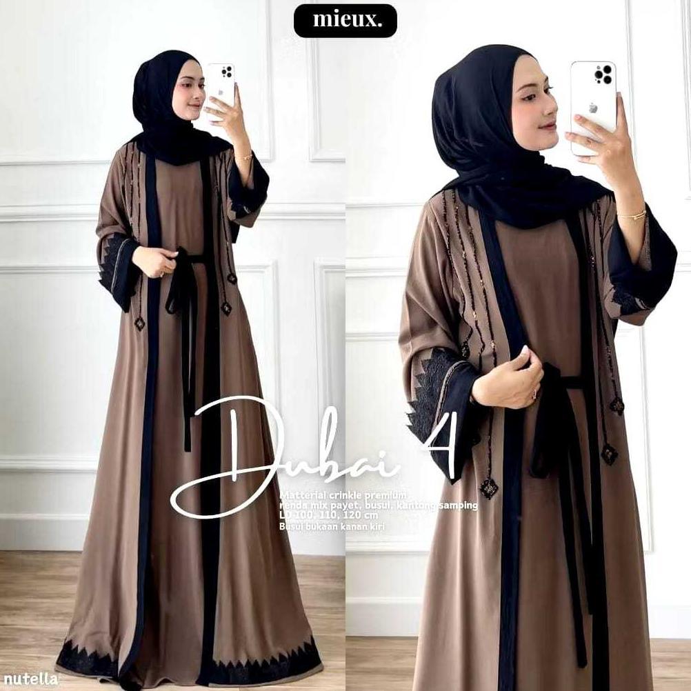 Recommended Cod Dubai Abaya Crincle Mix Renda Premium // Gamis Abaya Turkey Super Jumbo M L Xl Xxl 3
