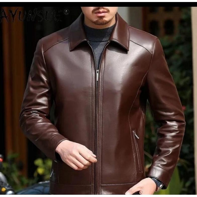 exclusive jaket semi kulit pria keren/jaket kulit pria elegant terlaris 2023