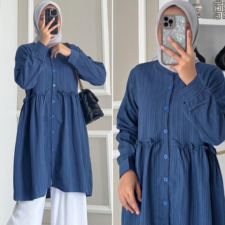 Original Amina Tunik By Zalfa Outfit / Baju Atasan Wanita Muslim Tunik Basic Polos Lady Crush Premiu