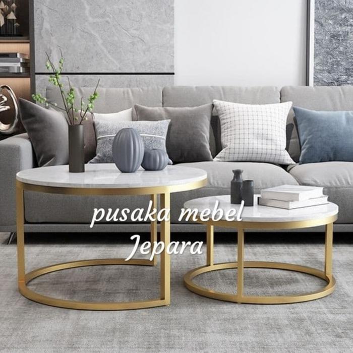 meja tamu bulat marmer nasting, meja marmer coffee table bulat marmer