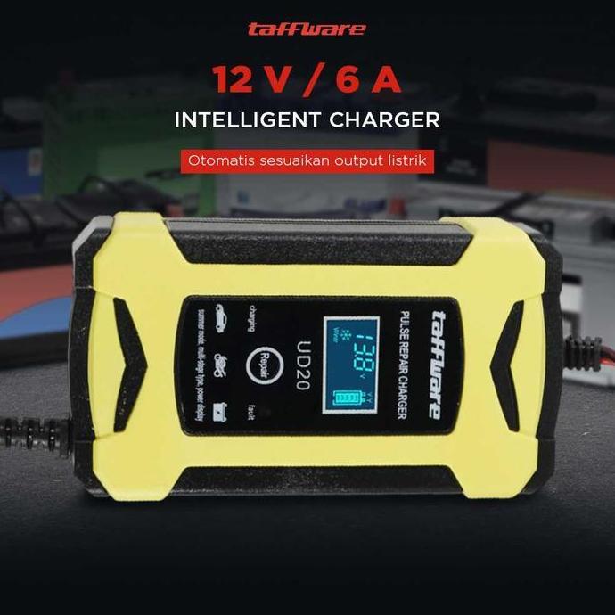 Taffware Venus Alat Cas Aki Mobil Motor Smart Accu Charger Ud20 12V 6A Dengan Chip Pintar & Layar Lc