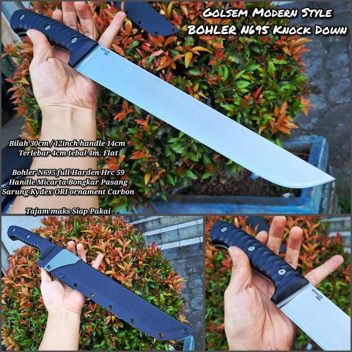 golok pisau sembelih baja bohler N695 super tajam siap pakai