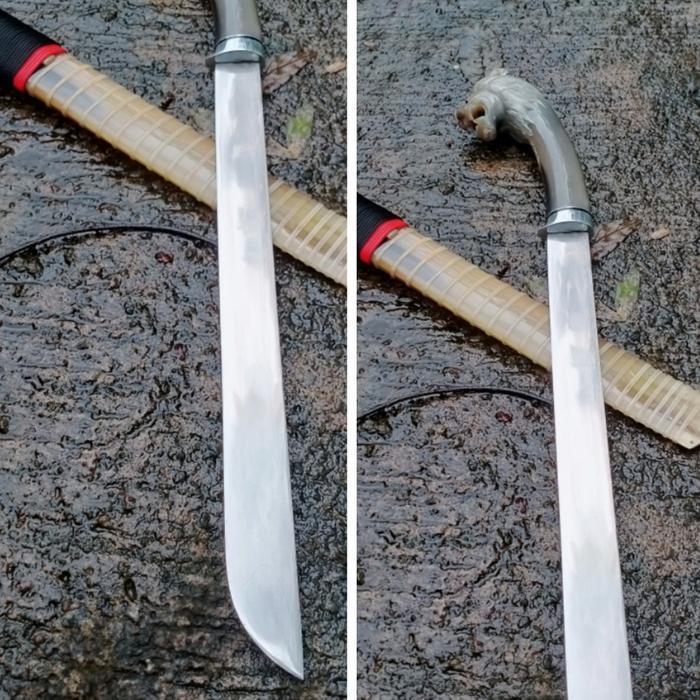 golok elmax fulltanduk bule super mulus tanpa sambung 40cm spesial edition ukir singa