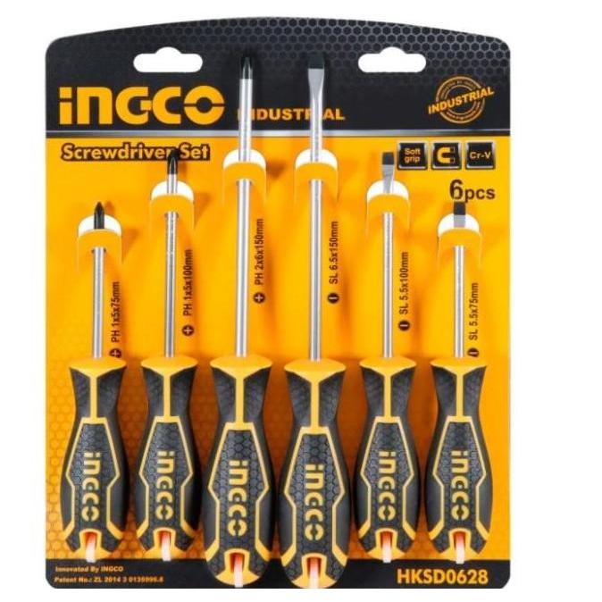 Obeng SET Gagang Karet INGCO HKSD0628