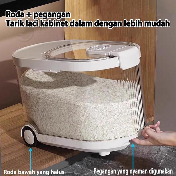 Dispenser Beras Transparan 11KG Tempat Beras Tempat Penyimpanan Tepung / Biji-Bijian