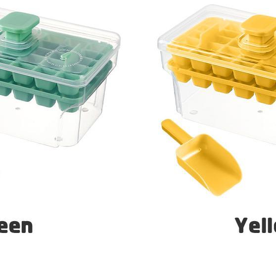Bevavar Alat Cetakan Es Batu 32 Grid 2 Tray Ice Cube Maker Wadah Es Batu Tempat Es Batu Dengan Tutup