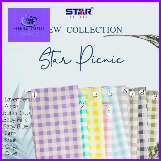 Bahan Kain Sprei Star Meteran - STAR PICNIC
