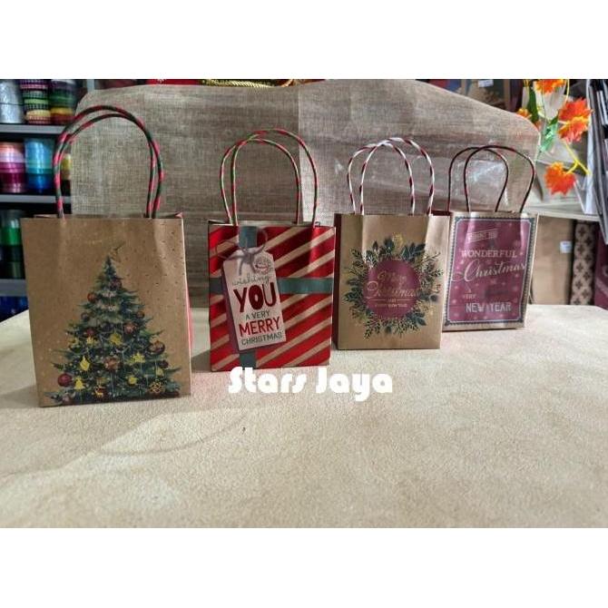 Paper Bag Natal, Goodie Bag Natal Kraft, Paper Bag Vintage