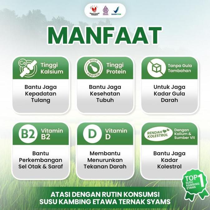 Premium Susu Kambing Etawa Bubuk Syams 1000 gram Pure Murni Alami Organik Pasteurisasi tanpa campura