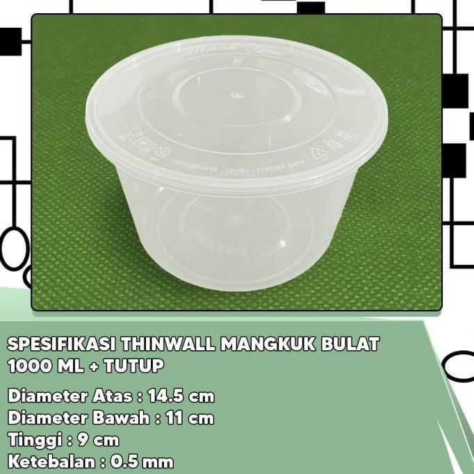 Thinwall Bulat 1000 ml Mangkok - Roundbowl 1000ml - Mangkok Bulat 1000