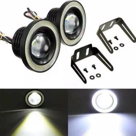 Termurah  Sepasang Fog Lamp Angel Eyes Led 89Mm Eye 89 Mm Lampu Kabut Mobil Bemper Depan Sorot Fogla