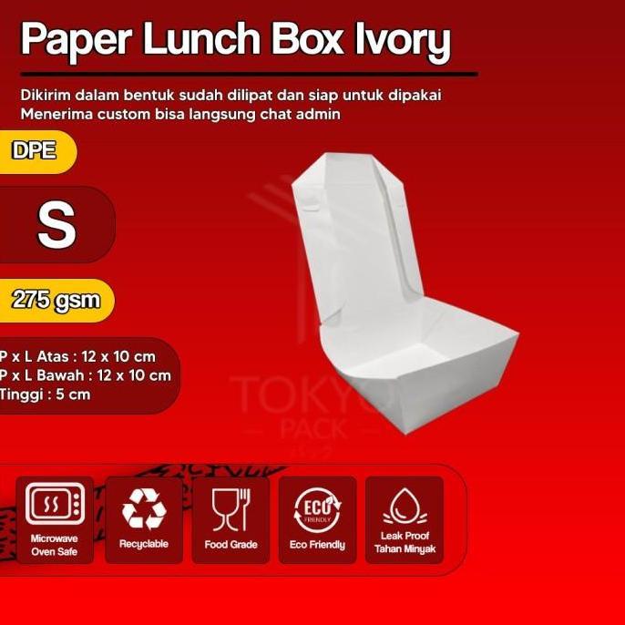 Paper Lunch Box Putih Uk S, M, L - Lunch Box Kertas - Lunch Box Kertas