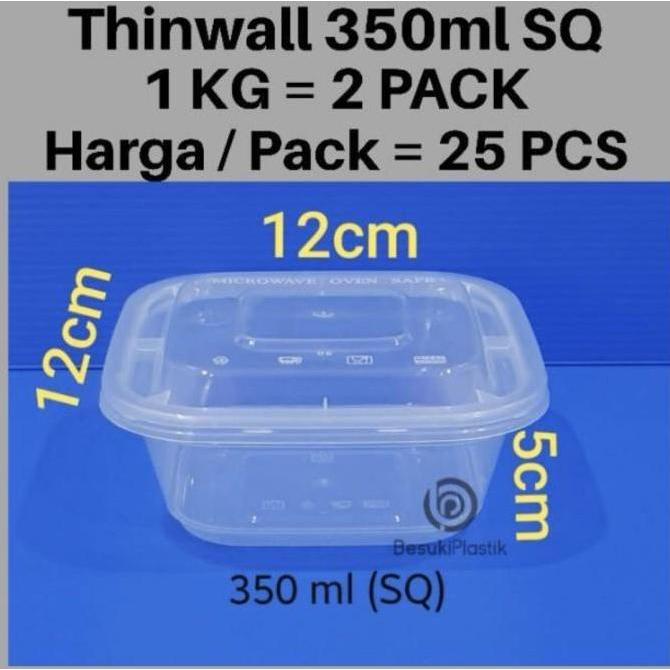 Thinwall 350ml SQ / Thinwall 350ml Kotak Persegi / Kotak Thinwall 350m