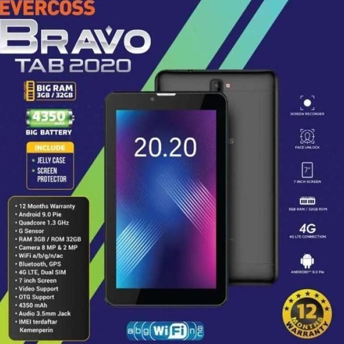 Tablet Evercoss Bravo Tab 3/32 Ram 3GB Internal 32GB Garansi Resmi