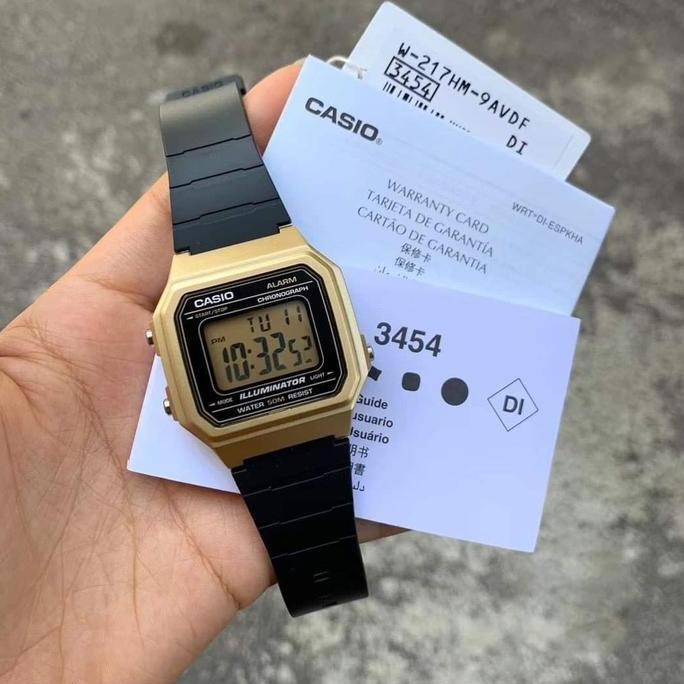 JAM TANGAN CASIO W-217HM-9AVDF W-217HM-9A DIGITAL BLACK RESIN BAND