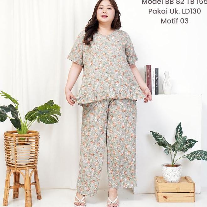 Ld110/120/130/140 Setelan Baju Tidur Setelan Baju Tidur Imlek Ld110 Ruffle Celana Panjang Rayon Ld11