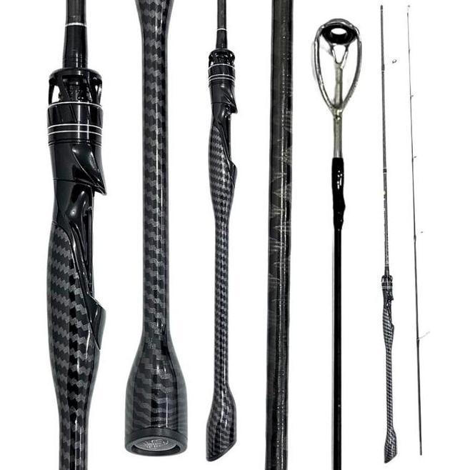 Aquapro Paket Set Joran Pancing Spinning Rod Monocoque Solid Carbon Dengan Reel Pancing Spool Metal