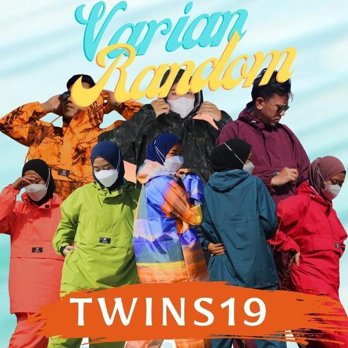 Jas Hujan TWINS19 Saku Kangguru Pria Wanita Dewasa Anti Air Bahan