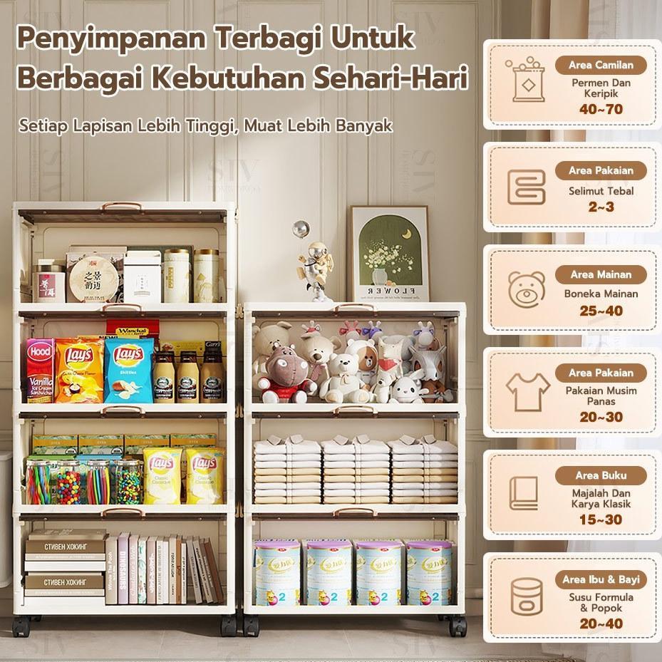 Recommended Lemari Lipat Multi-Lapis Lemari Plastik Susun Lemari Lipat Abu-Abu/ Putih /Transparan Et