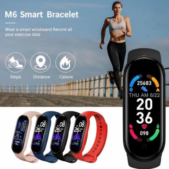SMARTWATCH M6 SMARTBAND LIKE MI BAND 2022 ANTI AIR SMART BAND ORIGINAL