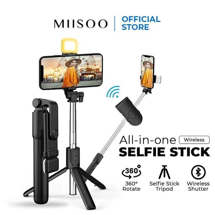 SEIRAKY MIISOO Tongsis R1/R1S Selfie Stick Tripod Mini Tongkat Selfie Penyangga Handphone Kamera Unt